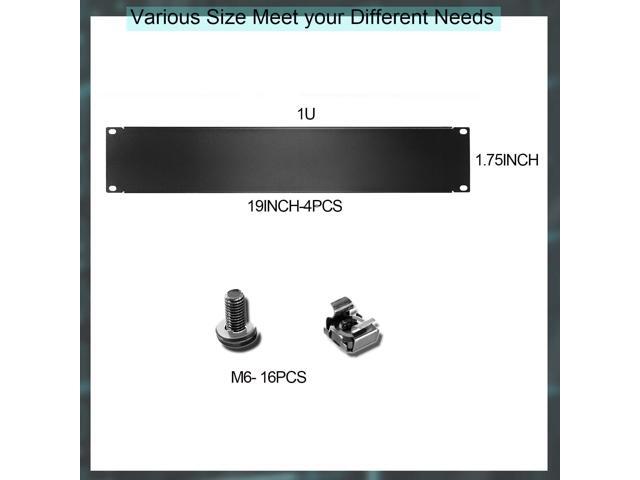 1U Blank Panel, 19 Inch Rack Mount Cable Management Panel Spacer W/Brush for Server Network Rack Enclosure Cabinet (4pcs)