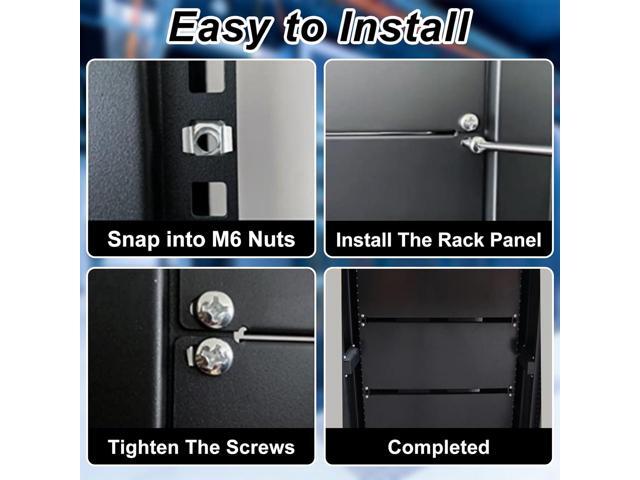 1U Blank Panel, 19 Inch Rack Mount Cable Management Panel Spacer W/Brush for Server Network Rack Enclosure Cabinet (4pcs)