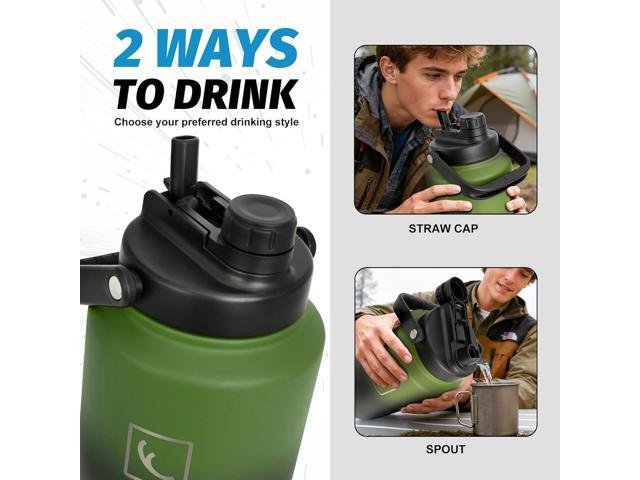 NATURE PIONEOR One Gallon Water Bottle Insulated - Large Double Vacuum Stainless Steel 128 oz Water Bottle with Holder/Carrier, 1 Gallon Water Jug...