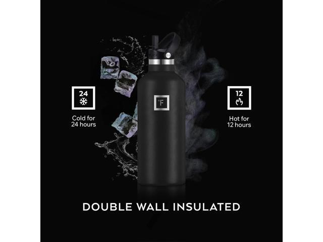 IRON °FLASK Camping & Hiking Hydration Canteens - 3 Lids (Narrow Straw Lid) Leak Proof Vacuum Insulated Stainless Steel - Hot & Cold Double Walled...