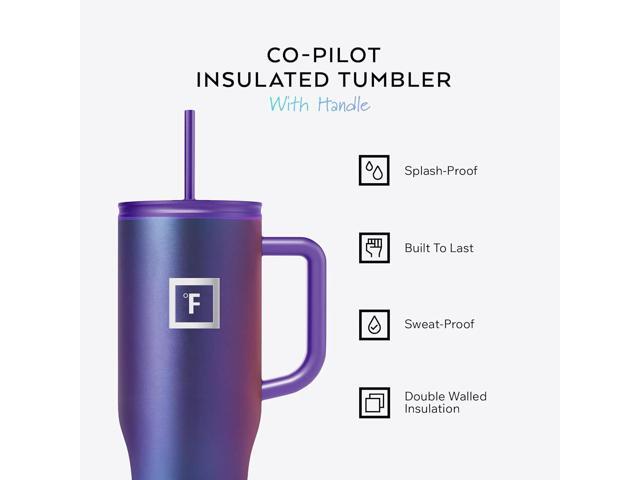 IRON °FLASK Co-Pilot Insulated Mug w/Straw & Flip Cap Lids - Cup Holder Bottle for Hot, Cold Drink - Leak-Proof - Water, Coffee Portable Travel Mug...