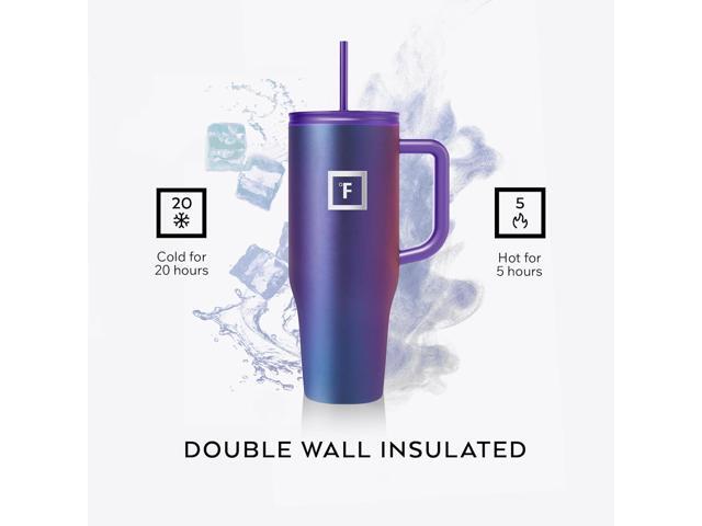 IRON °FLASK Co-Pilot Insulated Mug w/Straw & Flip Cap Lids - Cup Holder Bottle for Hot, Cold Drink - Leak-Proof - Water, Coffee Portable Travel Mug...