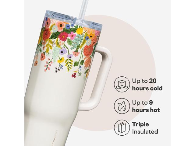 Corkcicle x Rifle Paper Co. Cruiser Insulated Tumbler with Handle & Straw - Keeps Drinks Cold 20 Hours - BPA-Free - Gift for Mom - Great for...