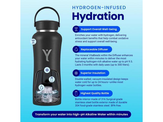 DYLN Hydrogen Water Bottle Create Hydrating Alkaline Hydrogen-Rich Water Up to 9 pH Vacuum Insulated Stainless Steel Water Bottle Keeps Water...