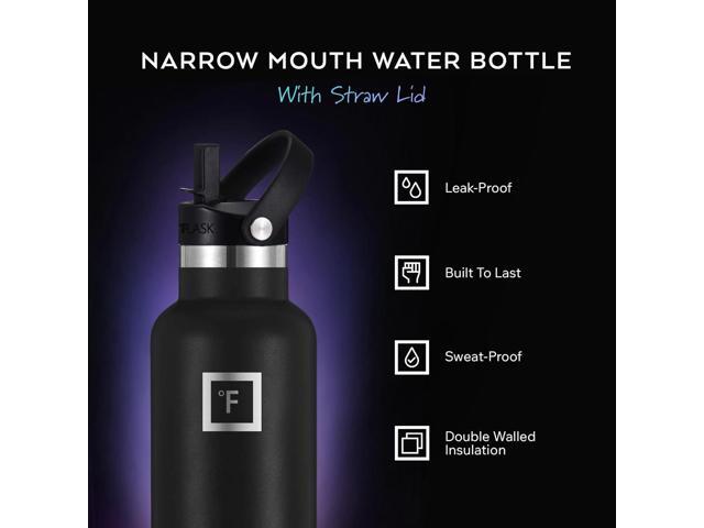 IRON °FLASK Camping & Hiking Hydration Canteens - 3 Lids (Narrow Straw Lid) Leak Proof Vacuum Insulated Stainless Steel - Hot & Cold Double Walled...