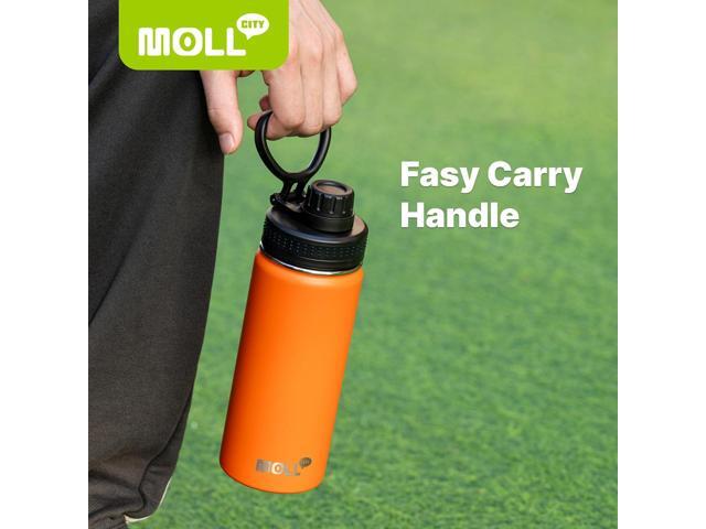 Kids Insulated Water Bottle-16 oz Stainless Steel Vacuum Wide Mouth Sports Flask with Silicone Boot-Reusable Metal Leak Proof Travel Water Bottle...