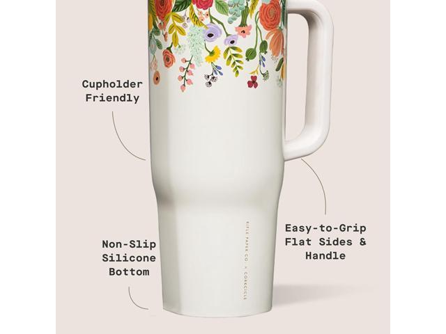 Corkcicle x Rifle Paper Co. Cruiser Insulated Tumbler with Handle & Straw - Keeps Drinks Cold 20 Hours - BPA-Free - Gift for Mom - Great for...