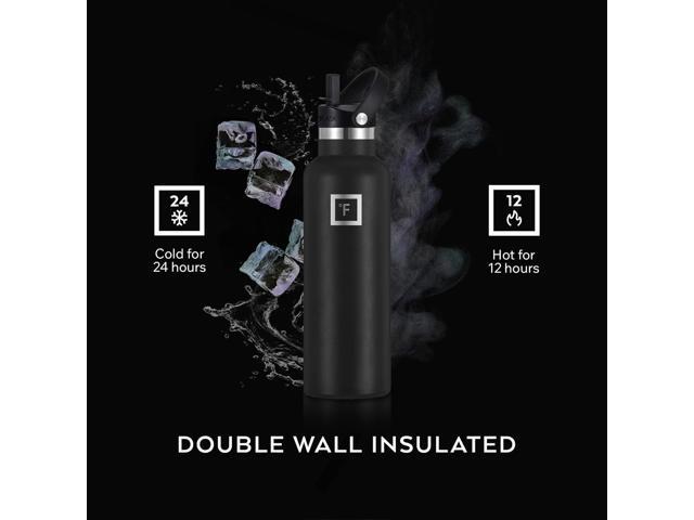 IRON °FLASK Camping & Hiking Hydration Canteens - 3 Lids (Narrow Straw Lid) Leak Proof Vacuum Insulated Stainless Steel - Hot & Cold Double Walled...