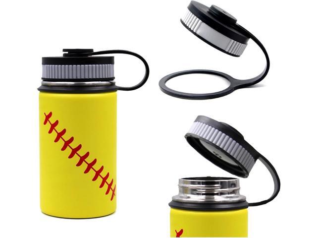 12 oz Softball Water Bottle, Metal Sports Flask Thermo Travel Tumbler with 2 Lids, Stainless Steel Double Wall Vacuum Insulated Leak Proof Water...