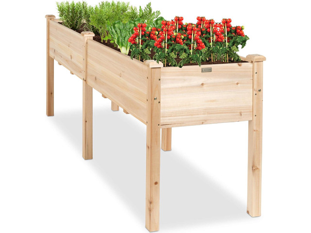 Best Choice Products 72x24x30in Raised Garden Bed, Elevated Wood Planter Box Stand for Backyard, Patio, Balcony w/Divider Panel, 6 Legs, 300lb...
