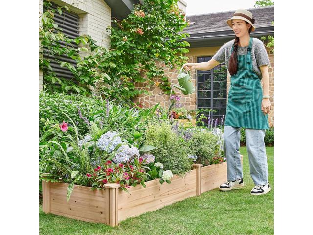Yaheetech 8×2ft Wooden Horticulture Raised Garden Bed Divisible Elevated Planting Planter Box for Flowers/Vegetables/Herbs in Backyard/Patio...
