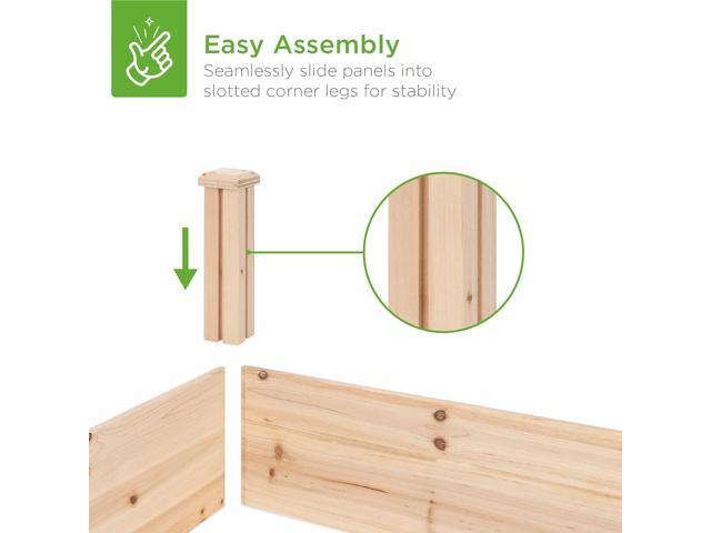 Best Choice Products 8x2ft Outdoor Wooden Raised Garden Bed Planter for Vegetables, Grass, Lawn, Yard - Natural