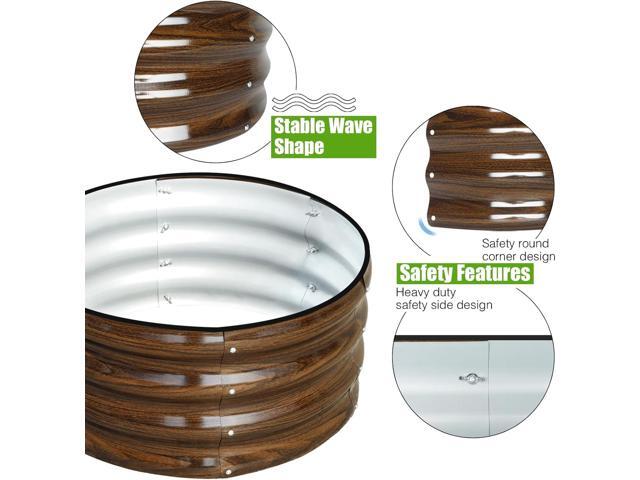 SnugNiture 3 Pcs 2x2x1ft Round Galvanized Raised Garden Bed Kit Outdoor, Metal Planter Box for Planting Plants Vegetables, Brown
