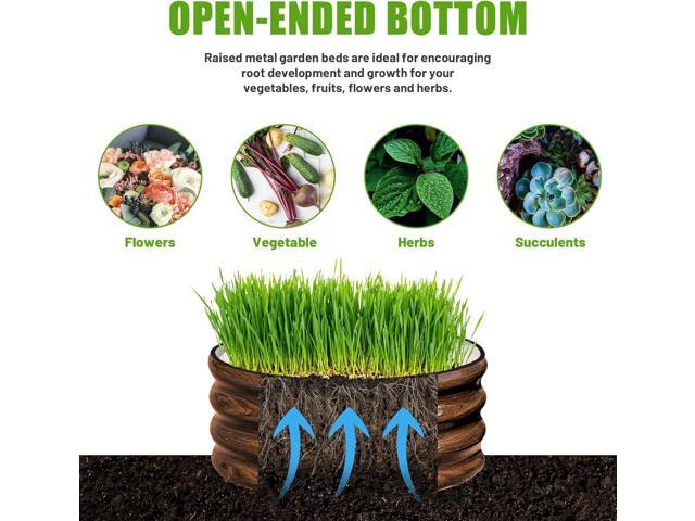 SnugNiture 3 Pcs 2x2x1ft Round Galvanized Raised Garden Bed Kit Outdoor, Metal Planter Box for Planting Plants Vegetables, Brown