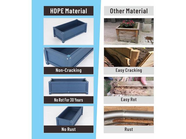 HDPE Raised Planter Box Outdoor,Rot-Resistant and Non-Cracking,Raised Beds for Gardening 29.5 * 14.4 * 9.8 in for Yard,Lawn,Outdoor Planter Boxes...
