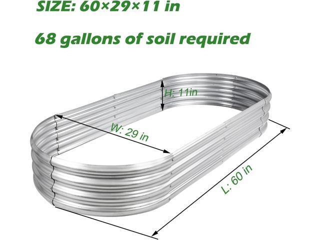 Raised Garden Bed Galvanized Planter Box Outdoor, 5ft Oval Large Rot-Resistant Metal Garden Bed Planter for Vegetables Flower Herb (Silver)