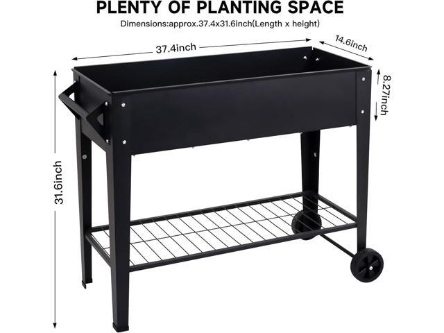 Elevate 32' Tall Raised Garden Bed Outdoor with Wheels & Shelf for Mobility, 400LBS Capacity, Anti-Rust Steel Planter Box for Vegetables/Herbs,...