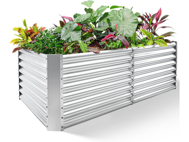 Land Guard 8Ã—4Ã—2 ft Galvanized Raised Garden Bed Kit, Galvanized Planter Raised Garden Boxes Outdoor, Large Metal Raised Garden Beds for Vegetables.