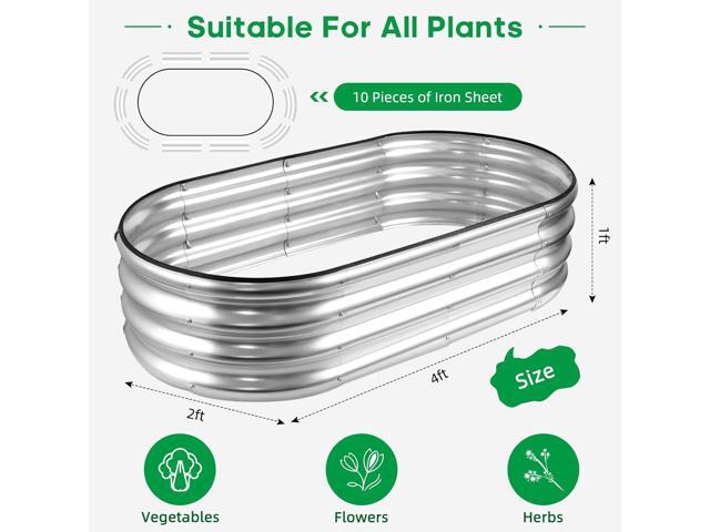JERIA Raised Garden Bed,Galvanized Raised 4×2×1ft Planter Boxes Outdoor with Easy Assembly, Large Garden Bed for Vegetables, Fruits, Flowers