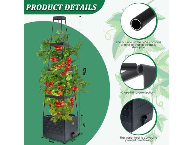 MQFORU 2Pack Raised Garden Bed Planter Boxes with Trellis, 57' Self-Watering Tomato Planter Boxes with Trellis for Climbing Vegetable and Plants,...