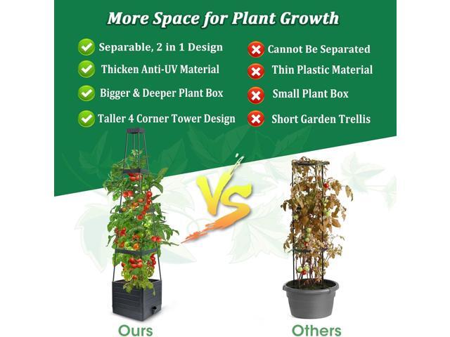MQFORU 2Pack Raised Garden Bed Planter Boxes with Trellis, 57' Self-Watering Tomato Planter Boxes with Trellis for Climbing Vegetable and Plants,...
