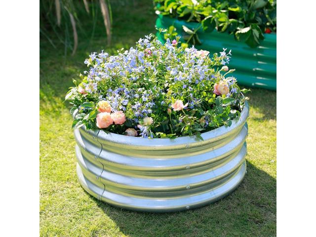 Land Guard Galvanized Raised Garden Bed 2Pcs, Planter Raised Garden Beds Outdoor, Round Clearance Raised Garden Beds for Gardening Vegetables