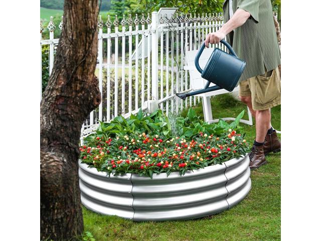 Land Guard Galvanized Raised Garden Bed 2Pcs, Planter Raised Garden Beds Outdoor, Round Clearance Raised Garden Beds for Gardening Vegetables