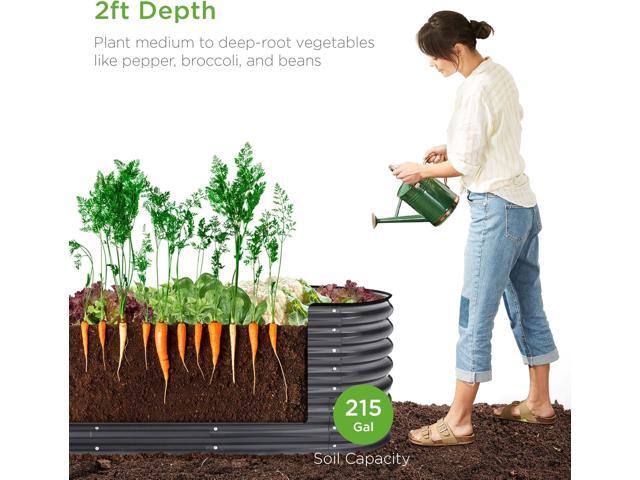 Best Choice Products 8x2x2ft Metal Raised Garden Bed, Oval Outdoor Deep Root Planter Box for Vegetables, Herbs w/ 4 Support Bars, 215 Gal Capacity...