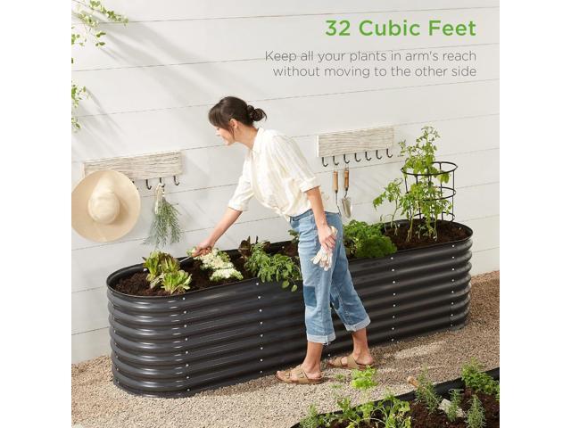 Best Choice Products 8x2x2ft Metal Raised Garden Bed, Oval Outdoor Deep Root Planter Box for Vegetables, Herbs w/ 4 Support Bars, 215 Gal Capacity...