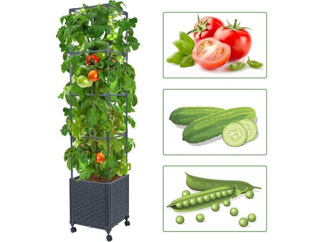 LINEX Raised Garden Bed Planter Box with Trellis, 56.7 Tomato Planters for Climbing Plants Vegetable Vine Flowers Outdoor Patio, Tomatoes Cage...