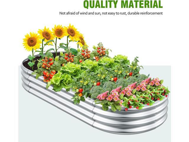 2 Pcs 8 x 3 x 1 FT Galvanized Steel Raised Garden Bed, Large Galvanized Steel Outdoor planter box for for Easy to DIY and clean - Raised Garden...