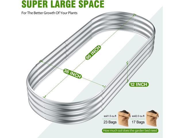 2 Pcs 8 x 3 x 1 FT Galvanized Steel Raised Garden Bed, Large Galvanized Steel Outdoor planter box for for Easy to DIY and clean - Raised Garden...