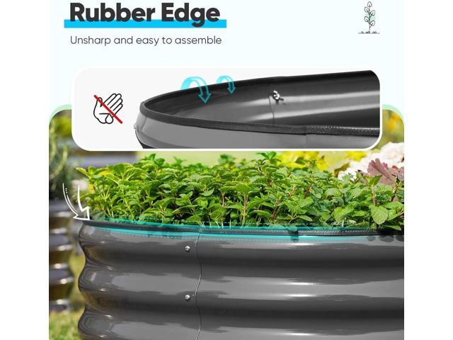 Quictent Galvanized Raised Garden Bed Kit, 8x4x2 ft Oval Metal Planter Box Tall for Vegetables Outdoor Backyard, Rubber Strip Edging Included (Dark...