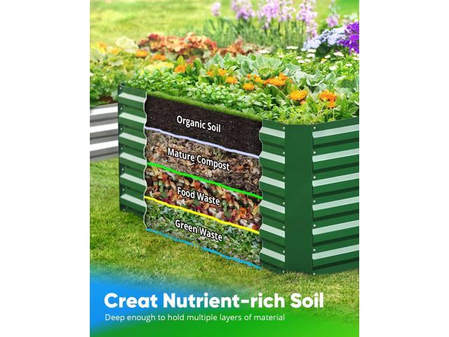 Quictent Galvanized Raised Garden Bed 8x4x2 Ft Tall Metal Planter Box for Vegetables Outdoor Bottomless for Backyard, 2 Tomato Cages Included,...