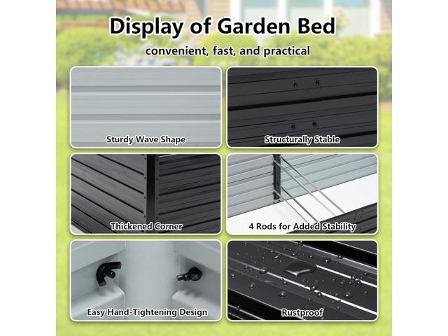 Galvanized Raised Garden Bed 8x4x2ft Outdoor Planter Box Galvanized Steel Garden Bed Kit for Vegetables, Flowers, Herbs and Succulents Black