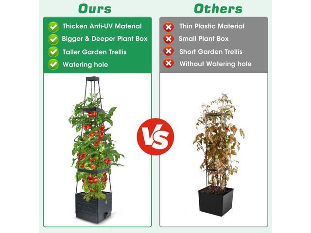 2Pack Raised Garden Bed Planter Box with Trellis, 57' Self-Watering Tomato Cage Planters for Climbing Plants Vegetable Vine Flowers Outdoor &...