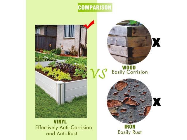 4'x4' White Vinyl Raised Garden Bed Kit, Outdoor Above Ground Garden Box for Growing Vegetables, Flowers, Herbs, DIY Gardening, Whelping Pen and More