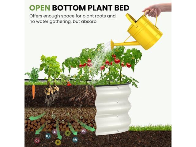 Galvanized Raised Garden Bed, 8x4x1 FT Oval Metal Planter Box for Outdoor, 12 Raised Beds for Gardening Vegetables Flower Herb(Pearl White)