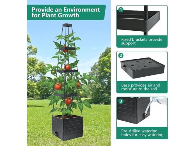 2 Pack Raised Garden Bed Planter Box with Trellis, 58Tomato Planter with Trellis for Climbing Plants Vegetables Vine Flowers, Self-Watering Tomato...