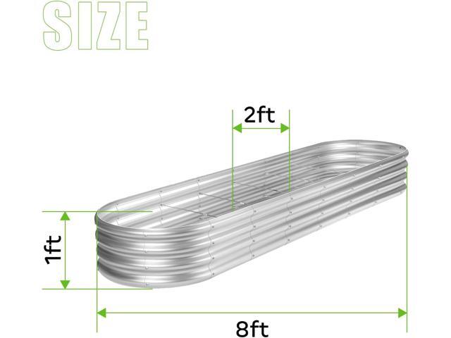 Land Guard 8ft Galvanized Raised Garden Bed Kit, Raised Garden Boxes Outdoor, Oval Metal Raised Garden Beds for Vegetables, Silver,108 Gallon...
