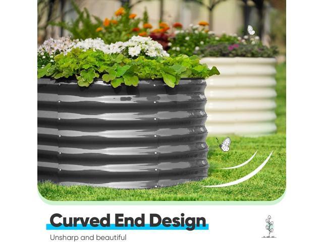 Quictent Galvanized Raised Garden Bed Kit, 8x4x2 ft Oval Metal Planter Box Tall for Vegetables Outdoor Backyard, Rubber Strip Edging Included (Dark...