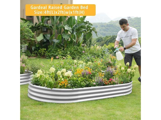 Garden Galvanized Raised Garden Bed Kit - Metal Planter Boxes for Vegetables/Herbs/Flowers, Heavy-Duty Steel Outdoor Garden Box with Reinforced Edges