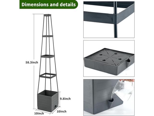 2 Pack Raised Garden Bed, Planter Boxes with Trellis 58.3'' Tomato Planters for Climbing Vine Vegetables Flowers Plants Self Watering Tomatoes Cage...