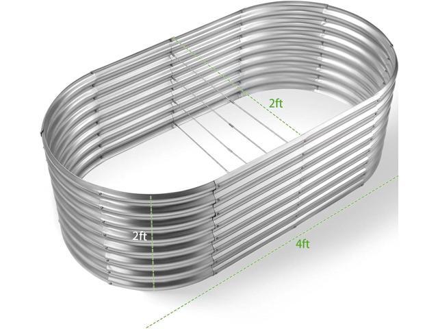 Land Guard 24 Tall Galvanized Raised Garden Bed Kit, Galvanized Planter Garden Boxes Outdoor, Oval Large Metal Raised Garden Bed for Vegetables...