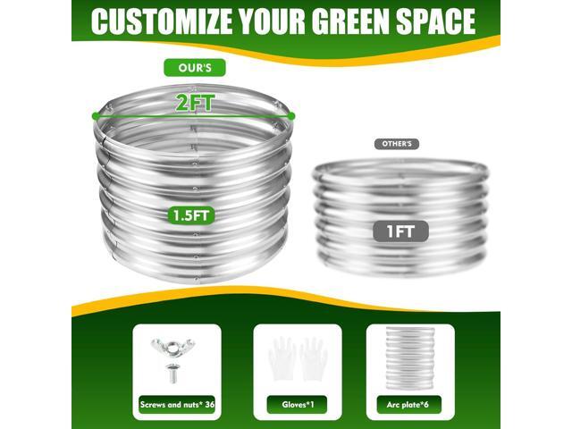 17' Tall Elevated Round Metal Rised Garden Bed- 2'x2' in Size and 0.8MM Thick Durable Planter Box for Vegetables Flowers Succulent at Patio/Garden...