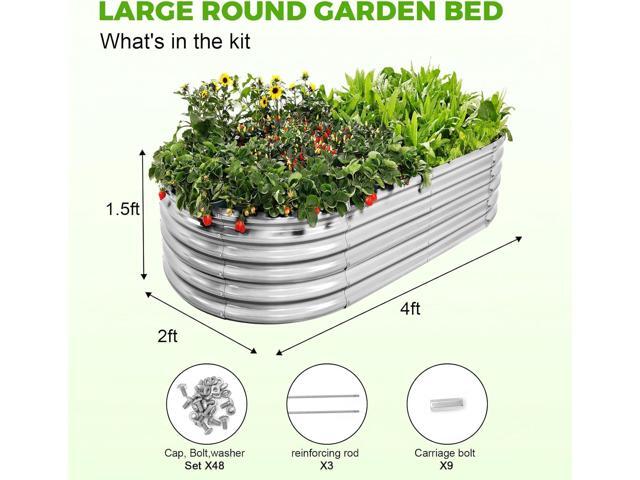 Land Guard 4×2×1.5ft Galvanized Raised Garden Bed Kit, Galvanized Planter Garden Boxes Outdoor, Oval Large Metal Raised Garden Bed for Vegetables...