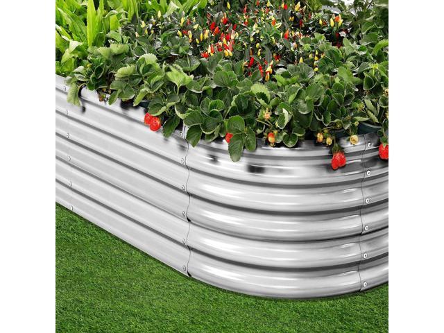 Land Guard 4×2×1.5ft Galvanized Raised Garden Bed Kit, Galvanized Planter Garden Boxes Outdoor, Oval Large Metal Raised Garden Bed for Vegetables...