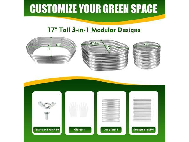 17' Tall Elevated Oval Metal Raised Garden Bed - 4ft x 2ft in Size and 0.8MM Thick Durable Planter Bed/Box for Vegetables Flowers Succulent at...