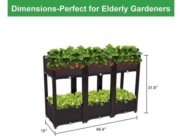 VINGLI Square Raised Garden Bed, Self-Watering Plastic Planter for Indoor Outdoor Vegetables, Fruits, Potato, Flowers, All Weather (6 Pcs)