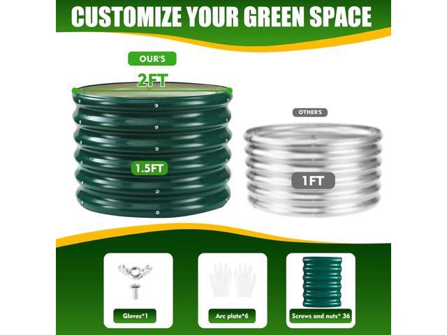 17' Tall Elevated Round Metal Rised Garden Bed- 2'x2' in Size and 0.8MM Thick Durable Planter Box for Vegetables Flowers Succulent at Patio/Garden...